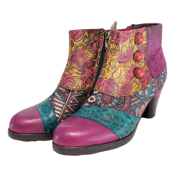 Genuine Leather Ankle Boots Women Shoes Bohemian Splicing Zip Handmade Spring Au - Picture 2 of 6